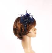  Head band crin  fascinator w feathers and beads navy STYLE: HS/4677 /NAVY